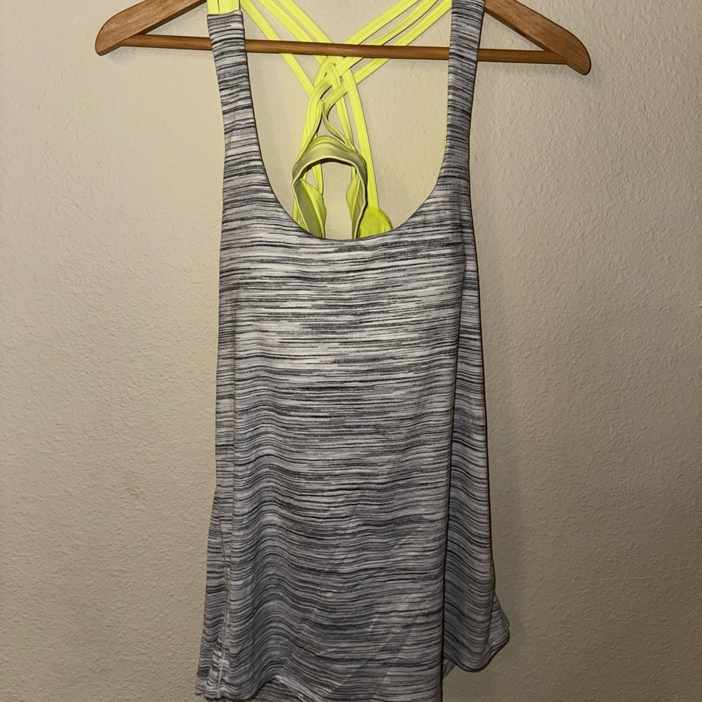 Lululemon Athletica Gray and Yellow Backless Tank Top
